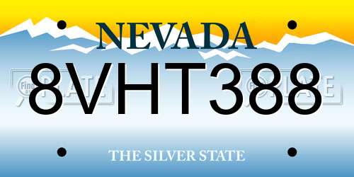 8VHT388 Nevada License Plate