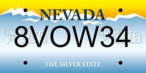 8VOW34 Nevada License Plate