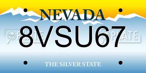 8VSU67 Nevada License Plate