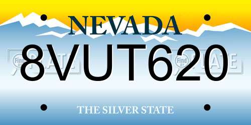 8VUT620 Nevada License Plate