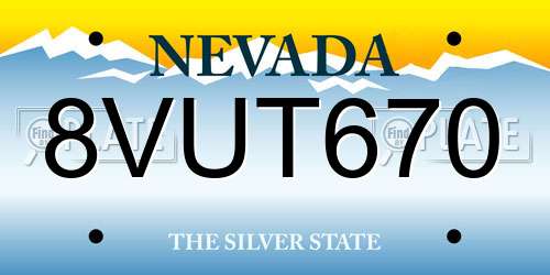 8VUT670 Nevada License Plate