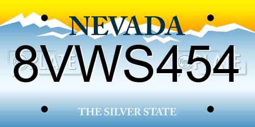 8VWS454 Nevada License Plate