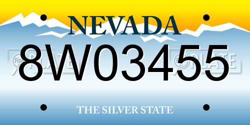 8W03455 Nevada License Plate