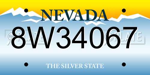 8W34067 Nevada License Plate
