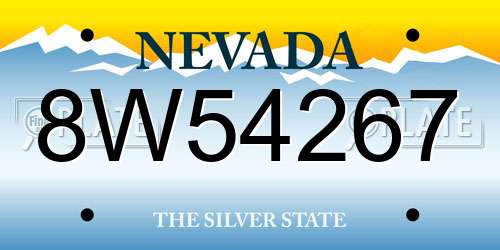 8W54267 Nevada License Plate