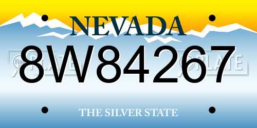 8W84267 Nevada License Plate