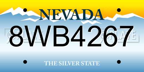 8WB4267 Nevada License Plate