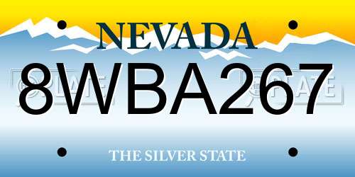 8WBA267 Nevada License Plate