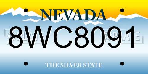 8WC8091 Nevada License Plate