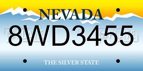8WD3455 Nevada License Plate