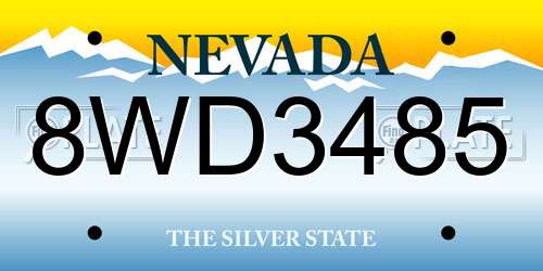 8WD3485 Nevada License Plate
