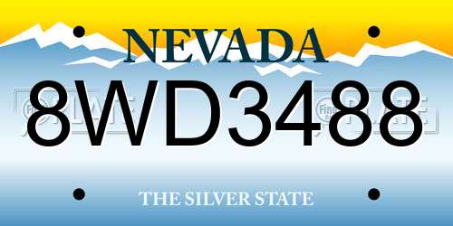 8WD3488 Nevada License Plate
