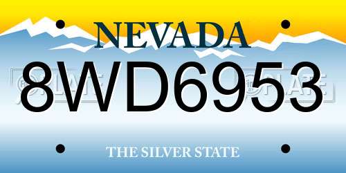 8WD6953 Nevada License Plate