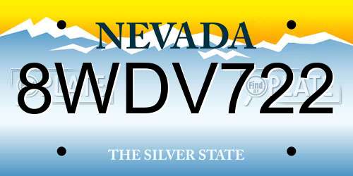 8WDV722 Nevada License Plate
