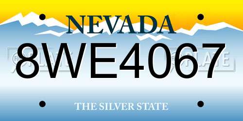 8WE4067 Nevada License Plate