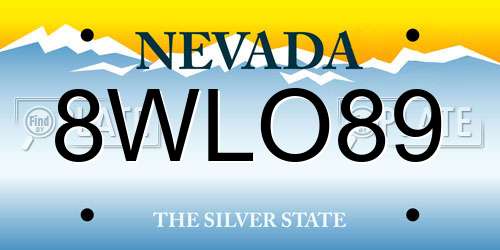 8WLO89 Nevada License Plate