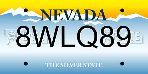 8WLQ89 Nevada License Plate