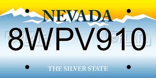 8WPV910 Nevada License Plate