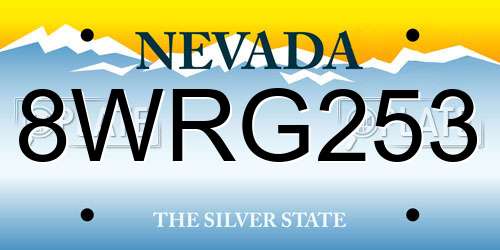 8WRG253 Nevada License Plate