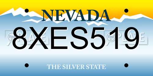 8XES519 Nevada License Plate
