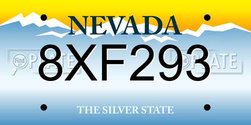 8XF293 Nevada License Plate
