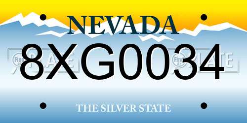 8XG0034 Nevada License Plate