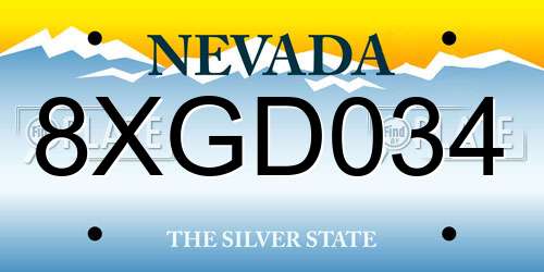 8XGD034 Nevada License Plate