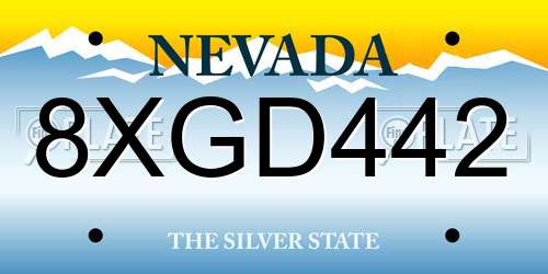 8XGD442 Nevada License Plate
