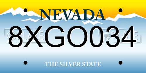 8XGO034 Nevada License Plate
