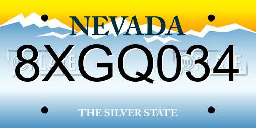 8XGQ034 Nevada License Plate