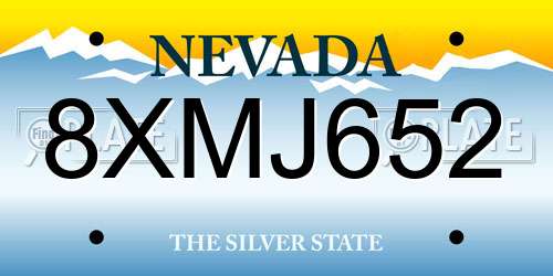 8XMJ652 Nevada License Plate