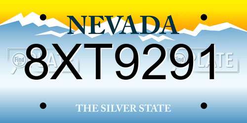 8XT9291 Nevada License Plate