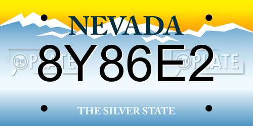 8Y86E2 Nevada License Plate