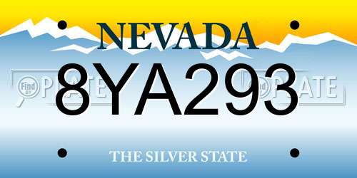 8YA293 Nevada License Plate
