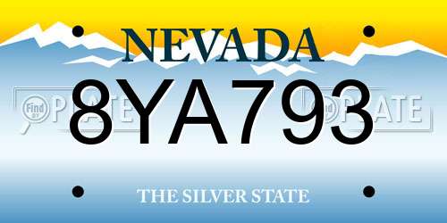 8YA793 Nevada License Plate