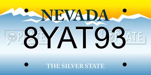 8YAT93 Nevada License Plate