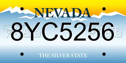 8YC5256 Nevada License Plate