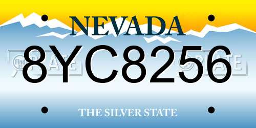8YC8256 Nevada License Plate