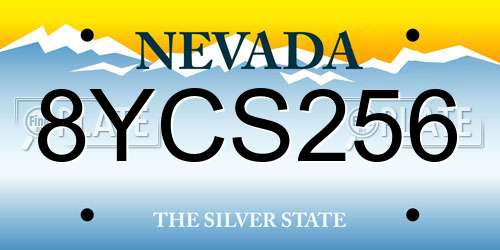 8YCS256 Nevada License Plate