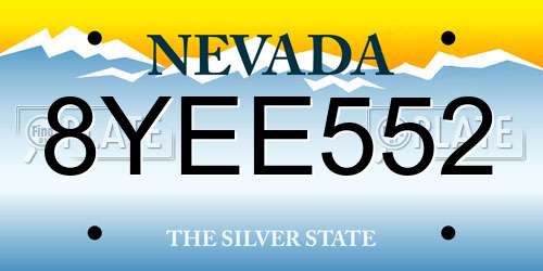 8YEE552 Nevada License Plate