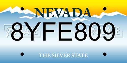 8YFE809 Nevada License Plate