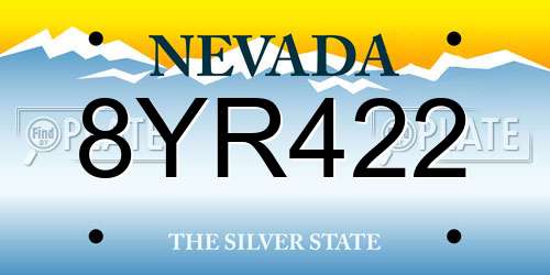 8YR422 Nevada License Plate