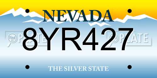 8YR427 Nevada License Plate