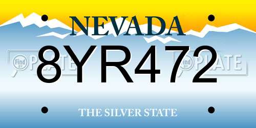 8YR472 Nevada License Plate