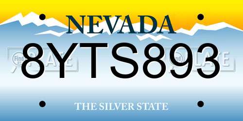 8YTS893 Nevada License Plate