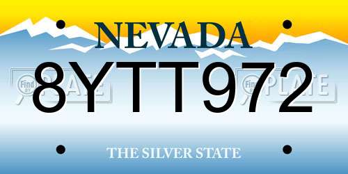 8YTT972 Nevada License Plate