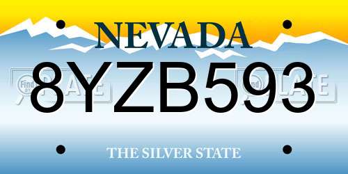 8YZB593 Nevada License Plate