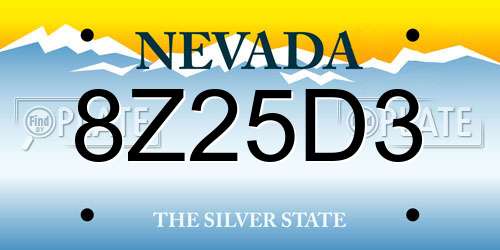 8Z25D3 Nevada License Plate