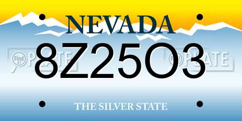 8Z25O3 Nevada License Plate