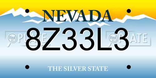 8Z33L3 Nevada License Plate
